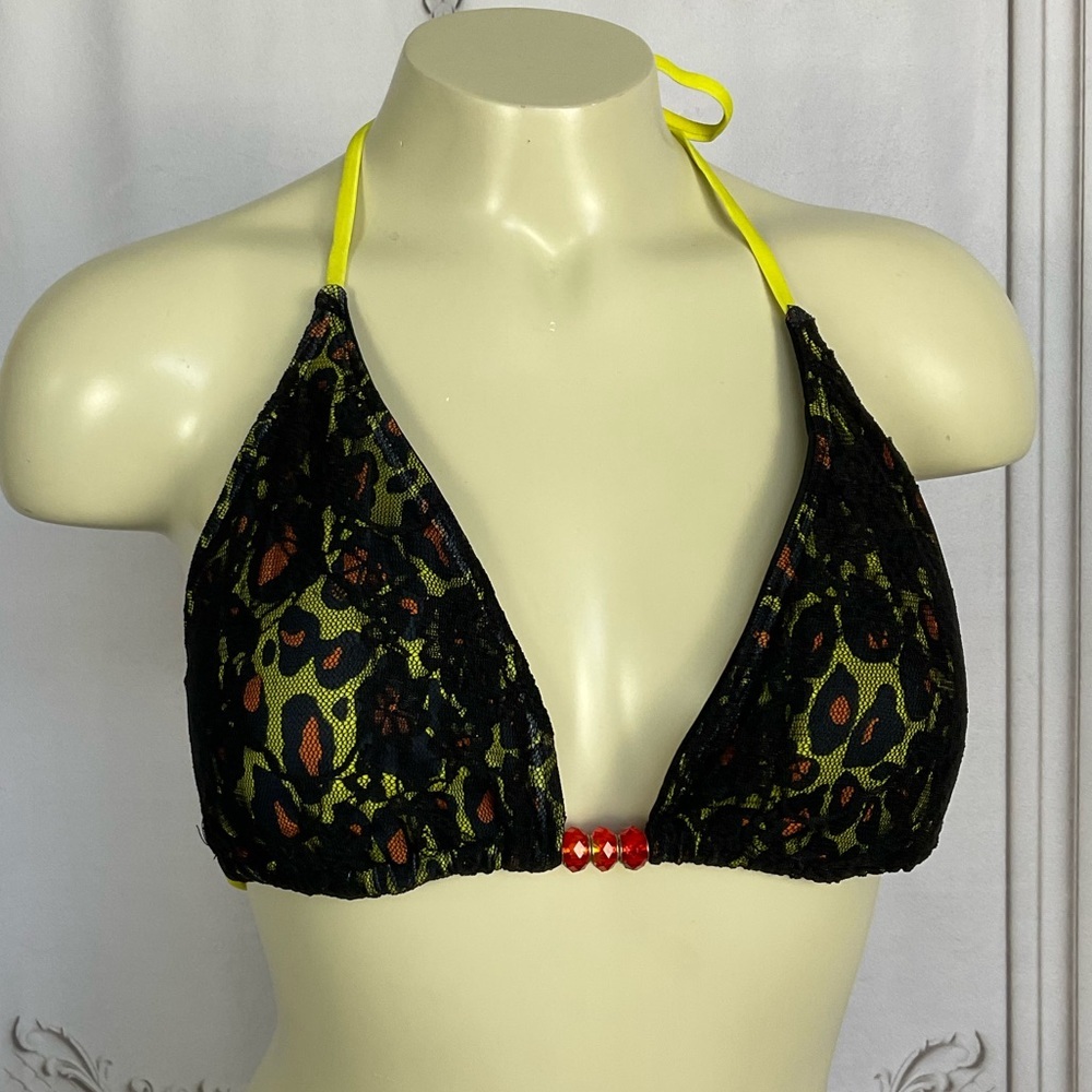 Sinful By Affliction Solar Reversible Lace Over Leopard Bikini Top Size Large Lg - Picture 4 of 5